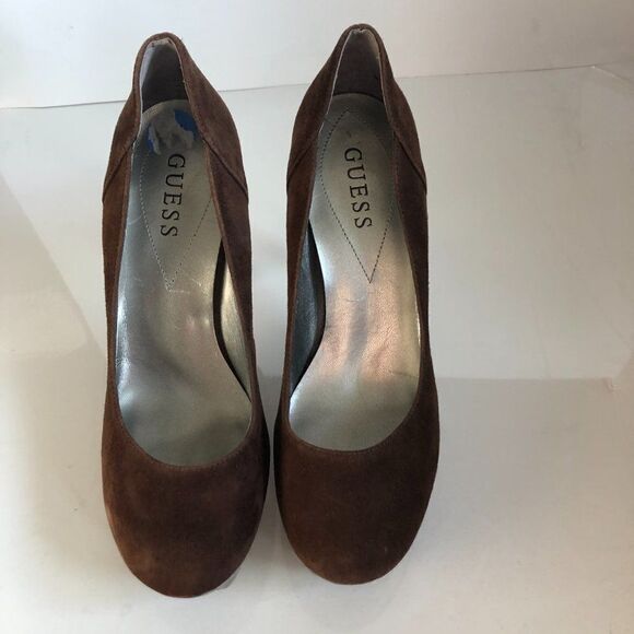 Guess Shirah Women's Brown Suede Heels Platform Pumps Size 7.5 - Picture 2 of 6